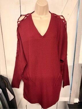 New York & Company Burgundy Knit Sweater